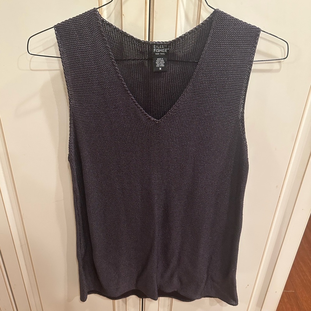 Eileen Fisher Vintage Rayon Knit V Neck Tank Top M